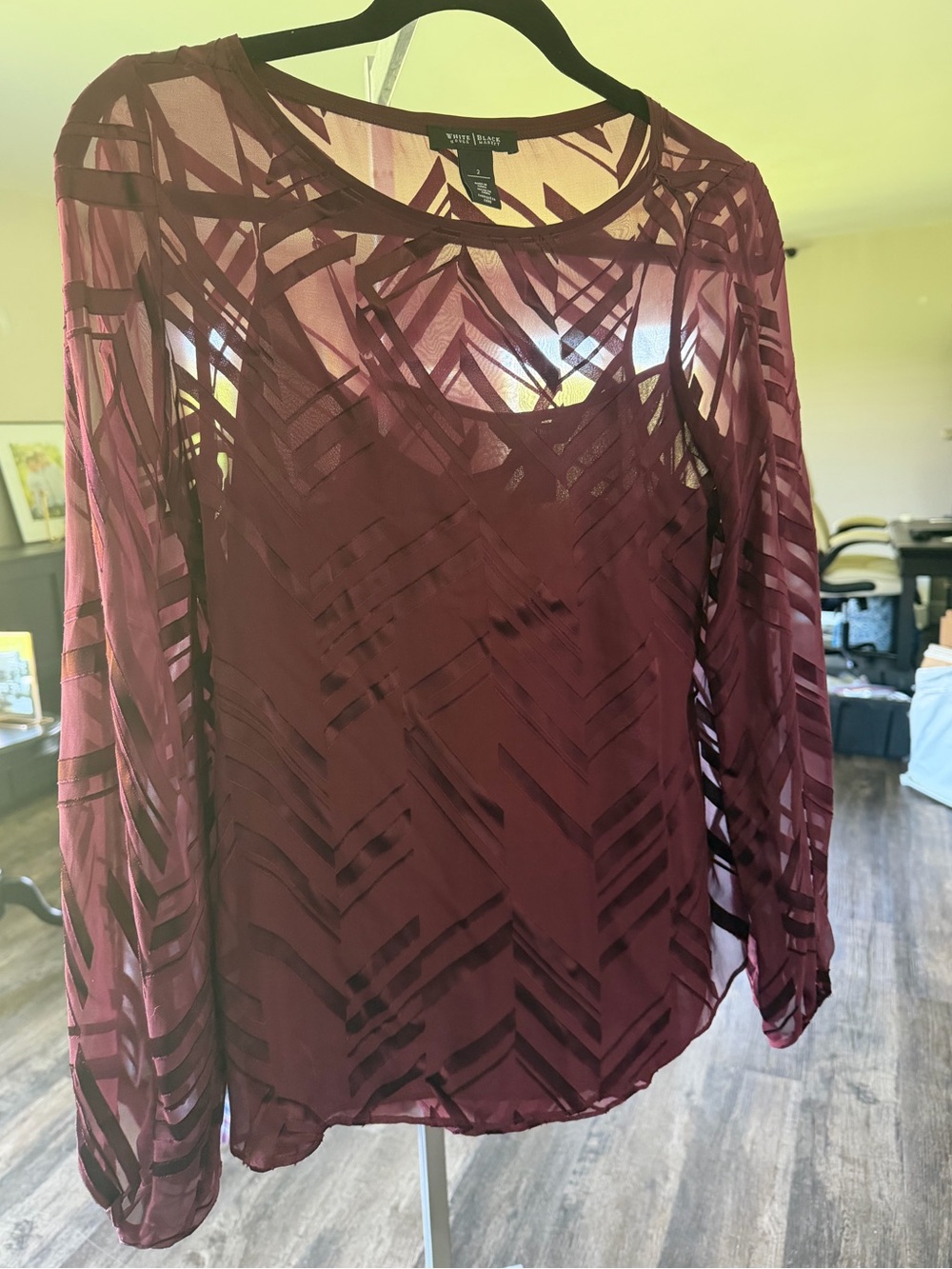 White House black market plum blouse-size 2-EUC - Picture 2 of 6